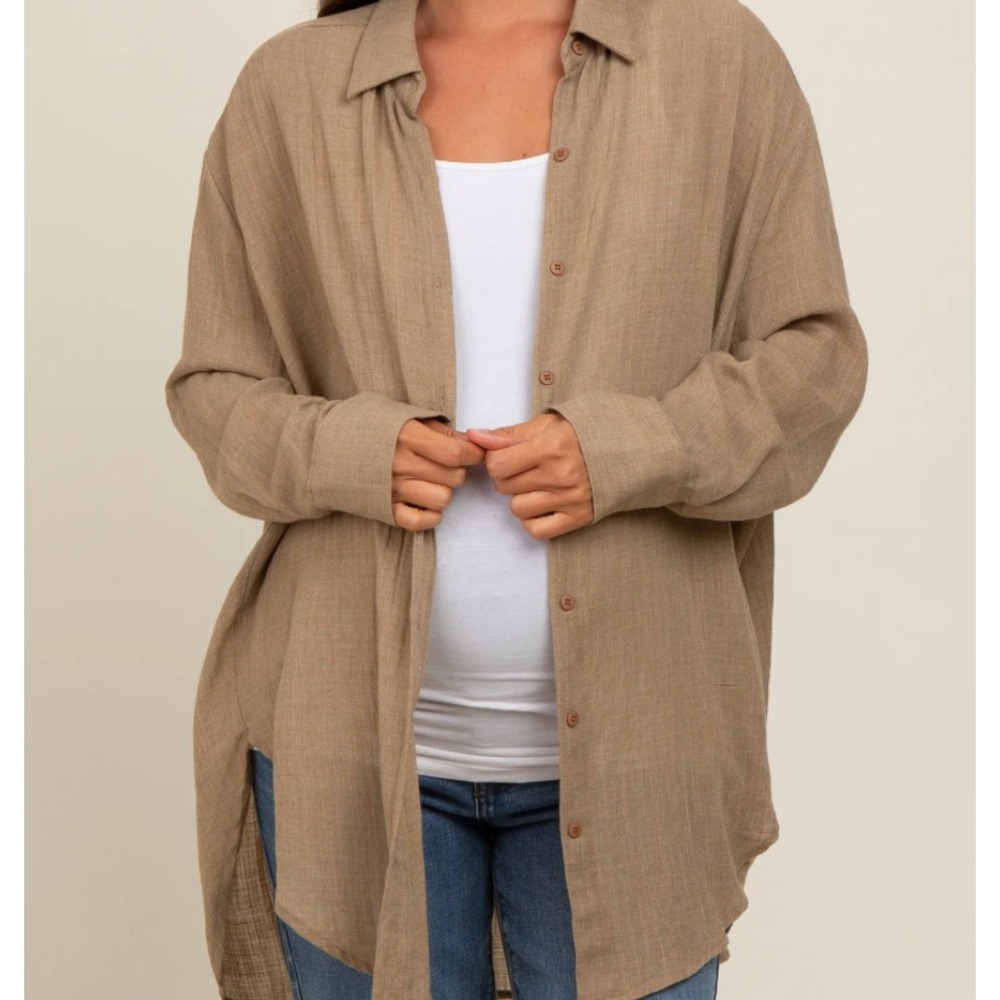 Casual Tan Button-Up Shirt